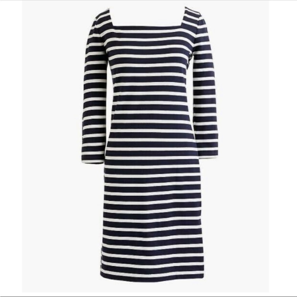 J.Crew Nautical Striped Square Neck Dress Sz 10 NEW NWT
